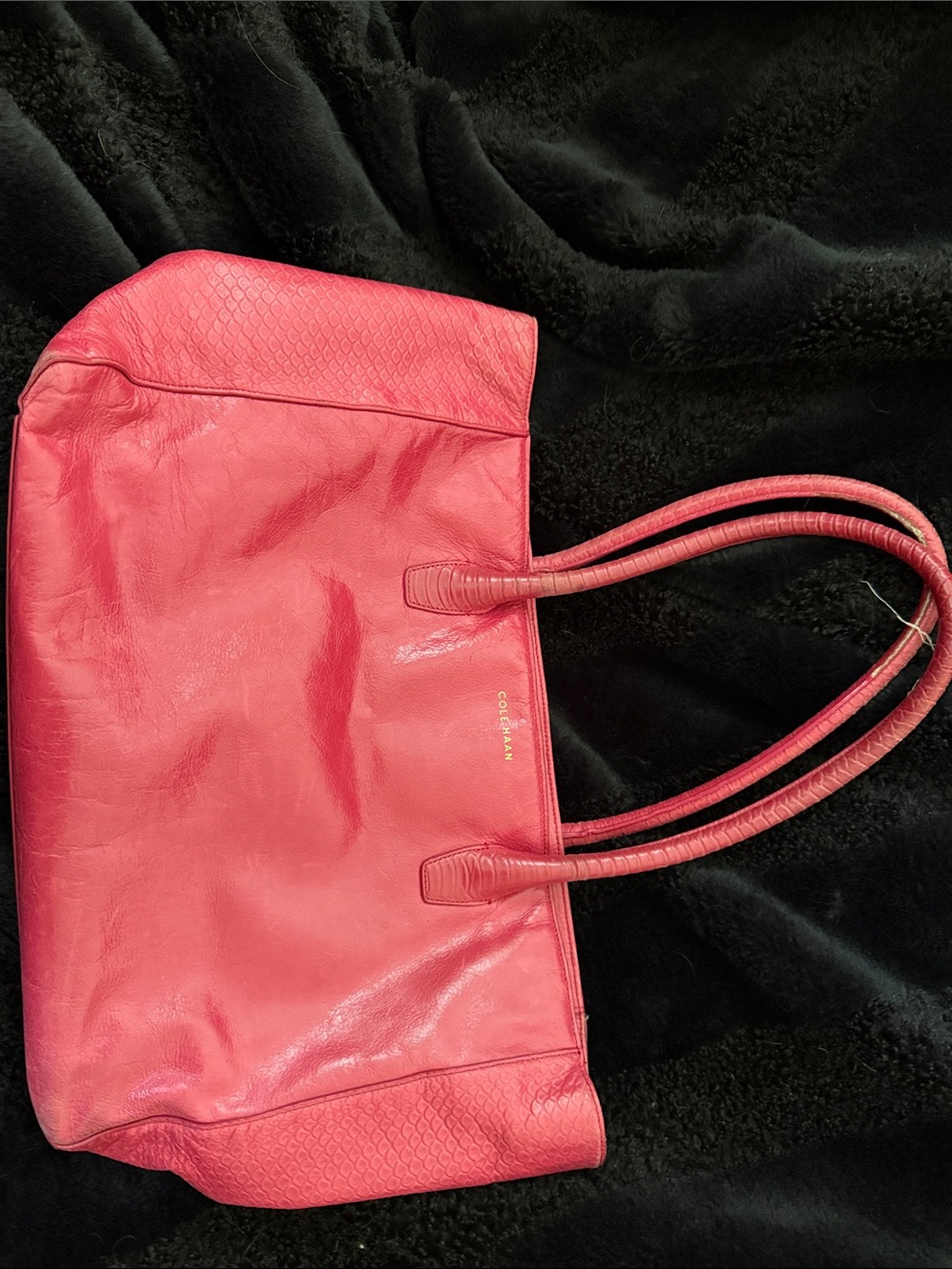 Cole Haan cranberry Pink Leather Tote with Double Straps